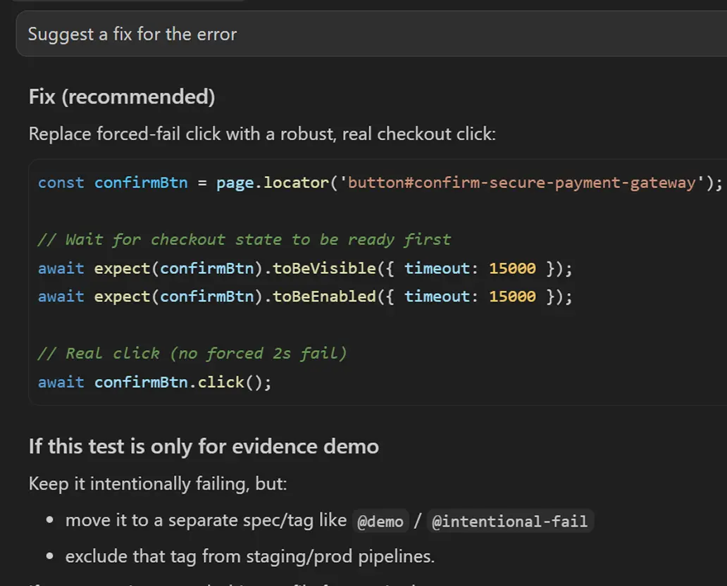 Get fix suggestions from real test data
